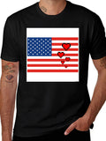 Pixel American Flag Heart T-Shirt