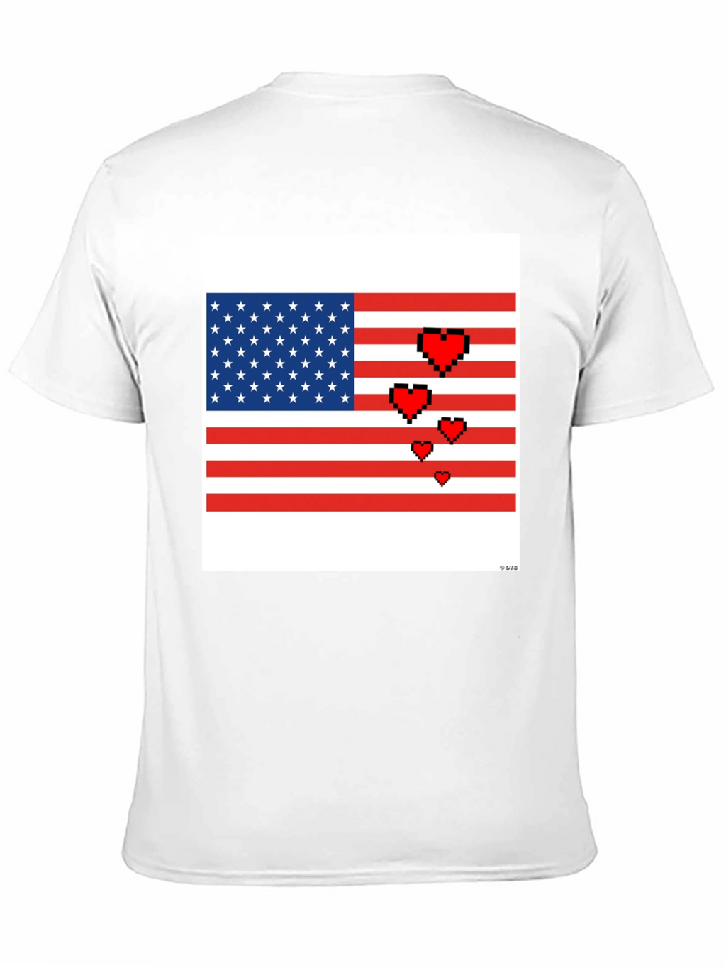 Pixel American Flag Heart T-Shirt