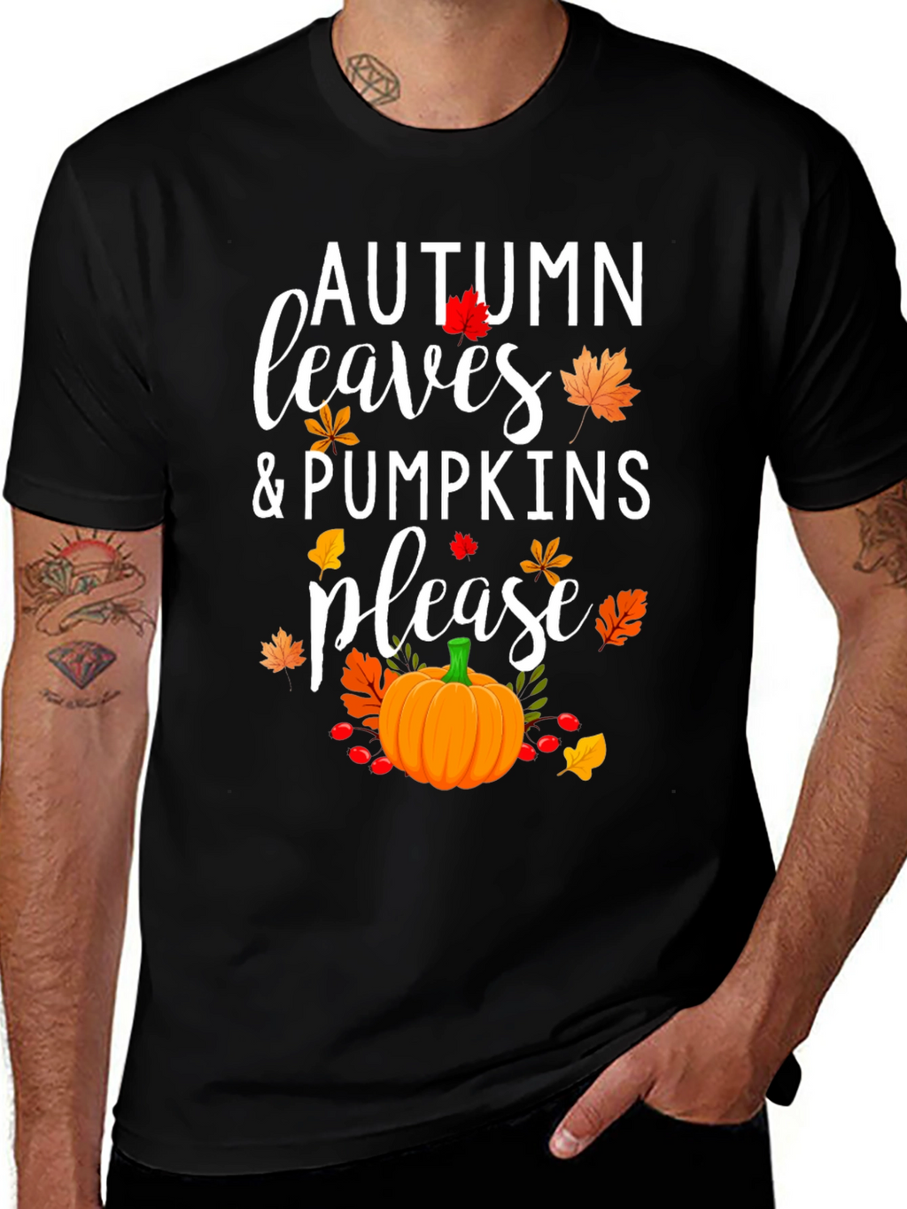 Autumn Leaves & Pumpkins Please T-Shirt