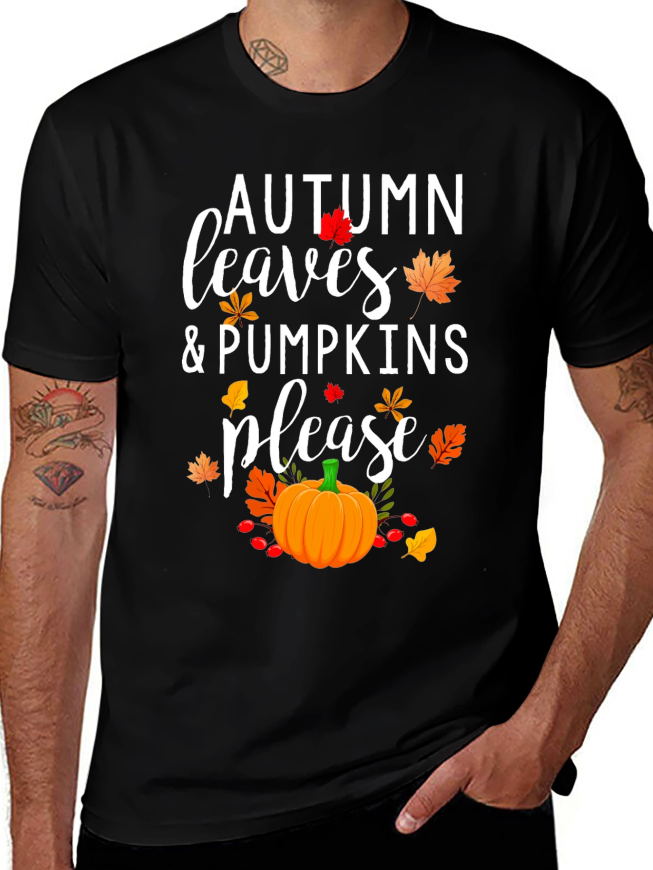 Autumn Leaves & Pumpkins Please T-Shirt