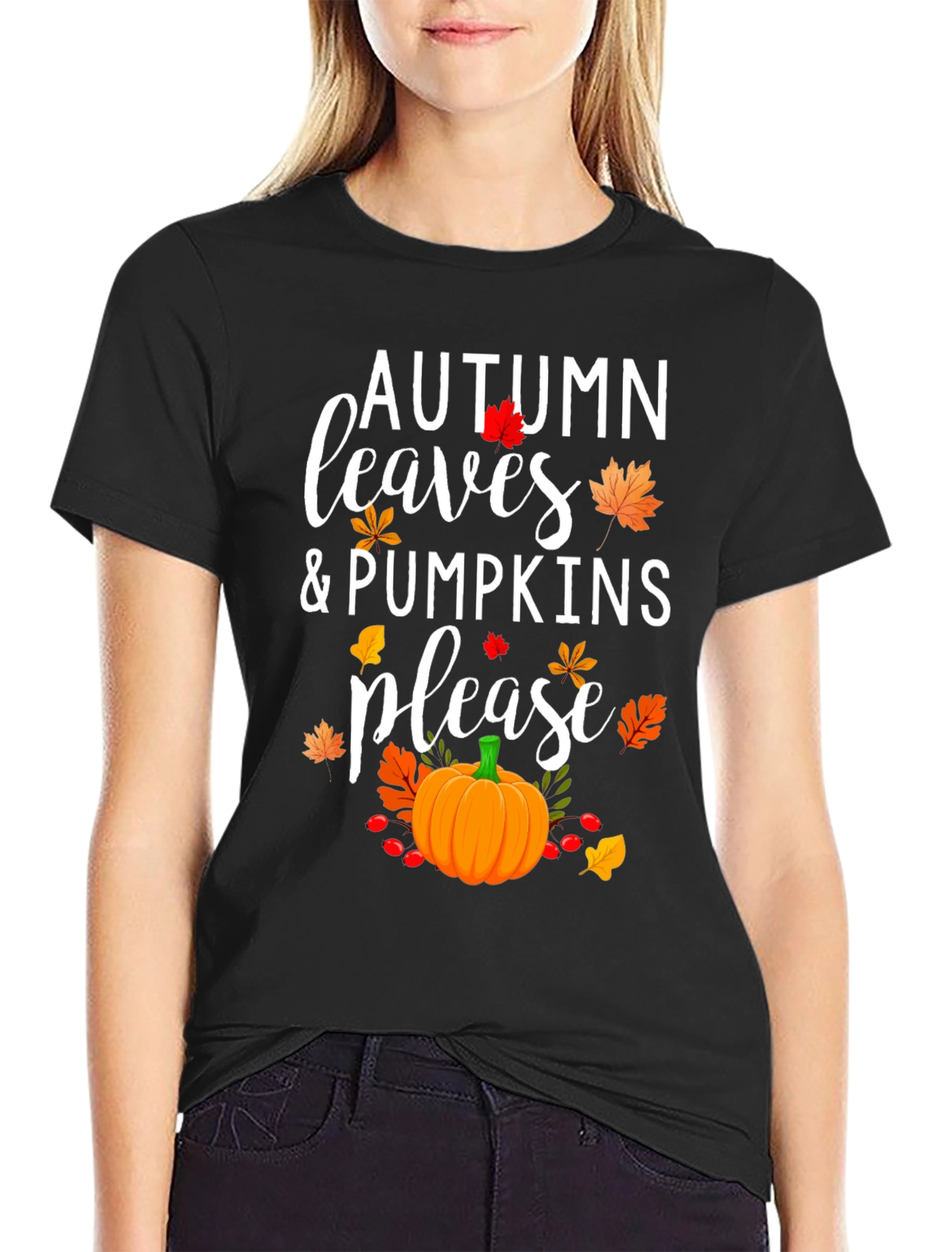 Autumn Leaves & Pumpkins Please T-Shirt