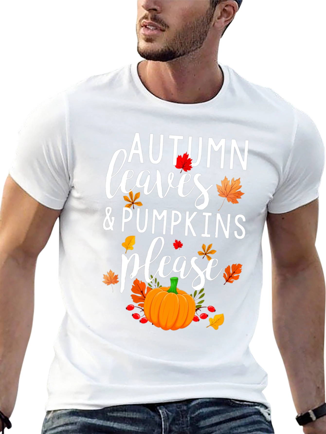 Autumn Leaves & Pumpkins Please T-Shirt
