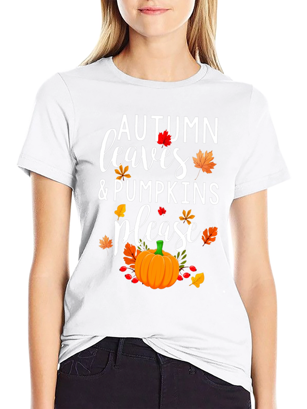 Autumn Leaves & Pumpkins Please T-Shirt