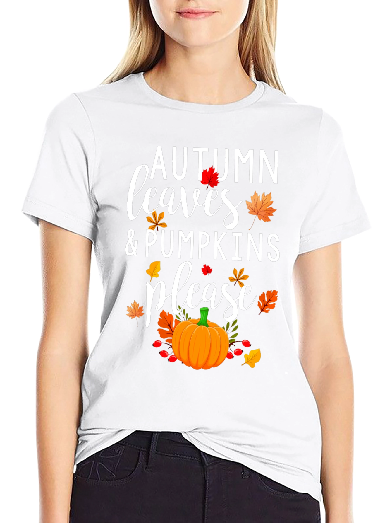 Autumn Leaves & Pumpkins Please T-Shirt