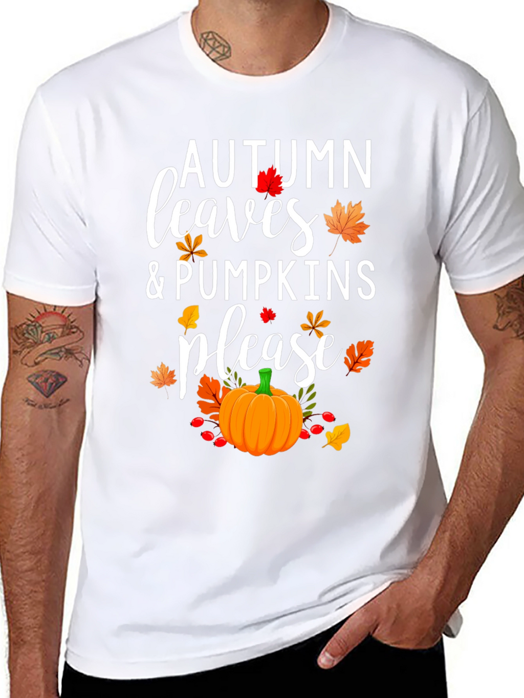 Autumn Leaves & Pumpkins Please T-Shirt