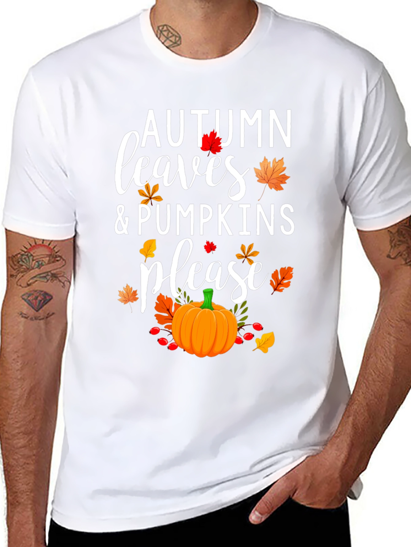 Autumn Leaves & Pumpkins Please T-Shirt