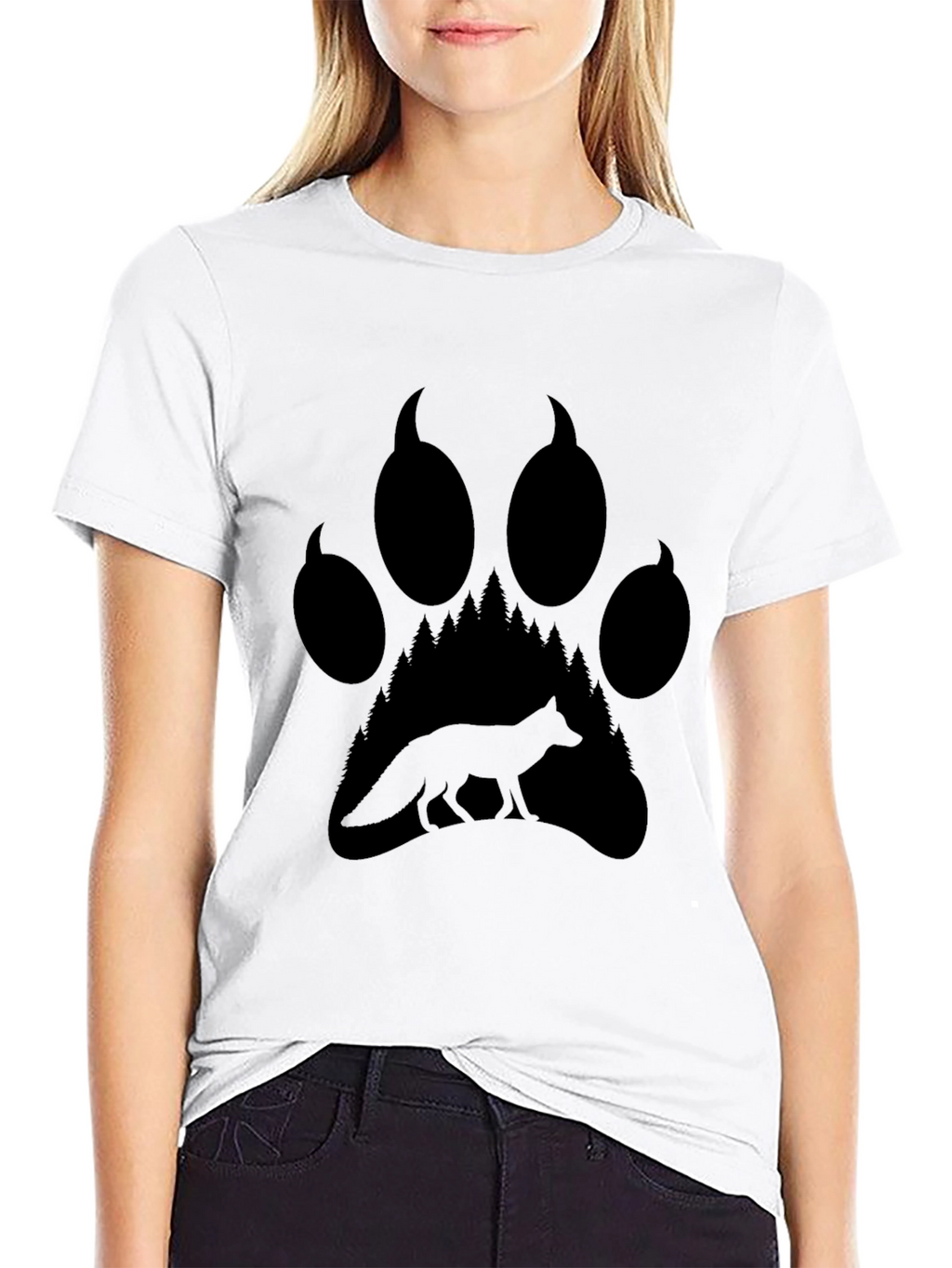 Fox Paw Print Graphic Tee - Nature Inspired T-Shirt