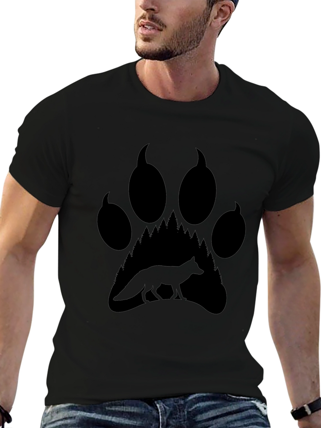 Fox Paw Print Graphic Tee - Nature Inspired T-Shirt
