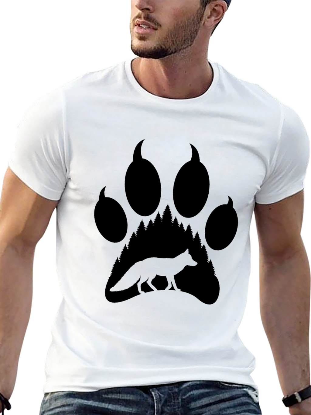 Fox Paw Print Graphic Tee - Nature Inspired T-Shirt