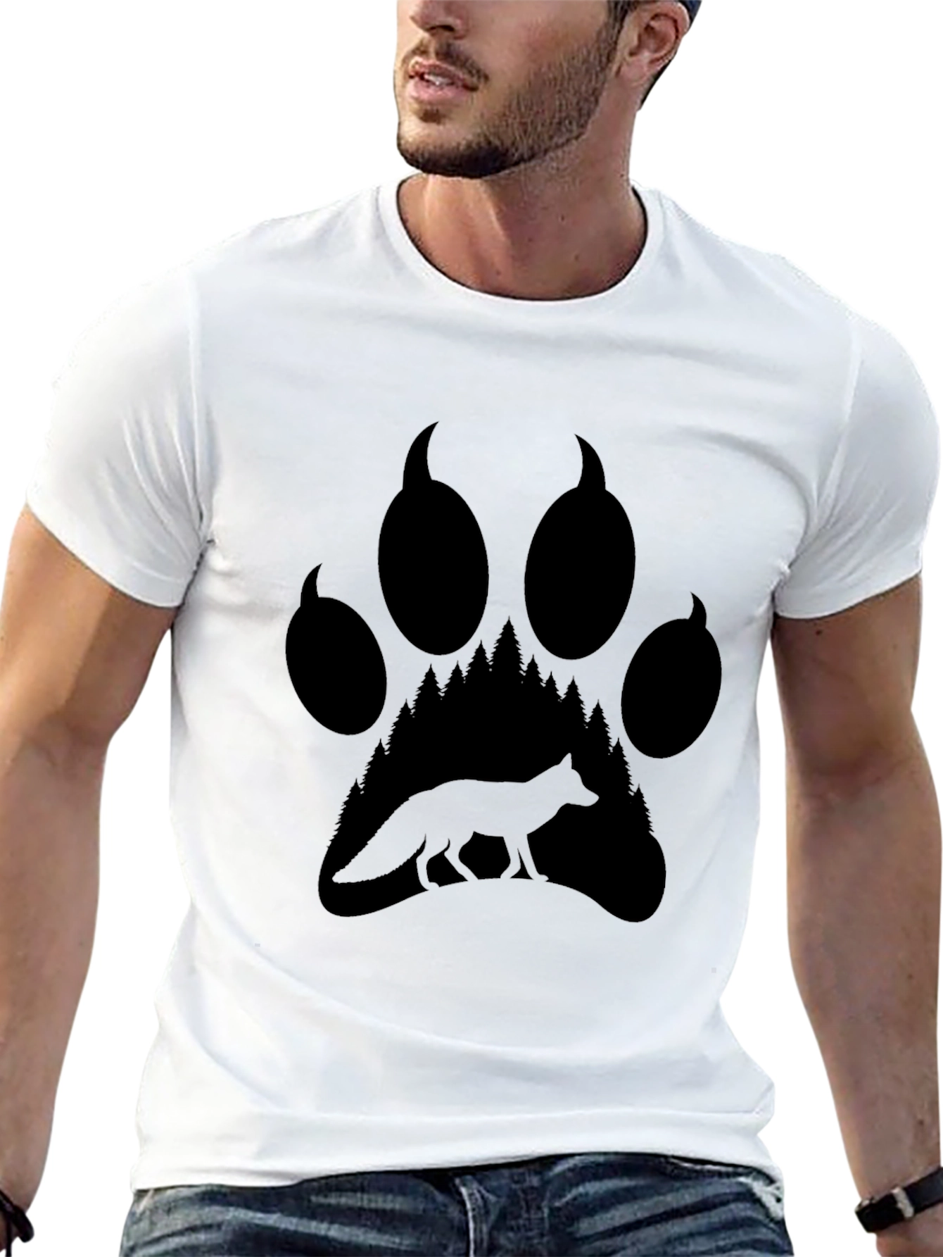 Fox Paw Print Graphic Tee - Nature Inspired T-Shirt