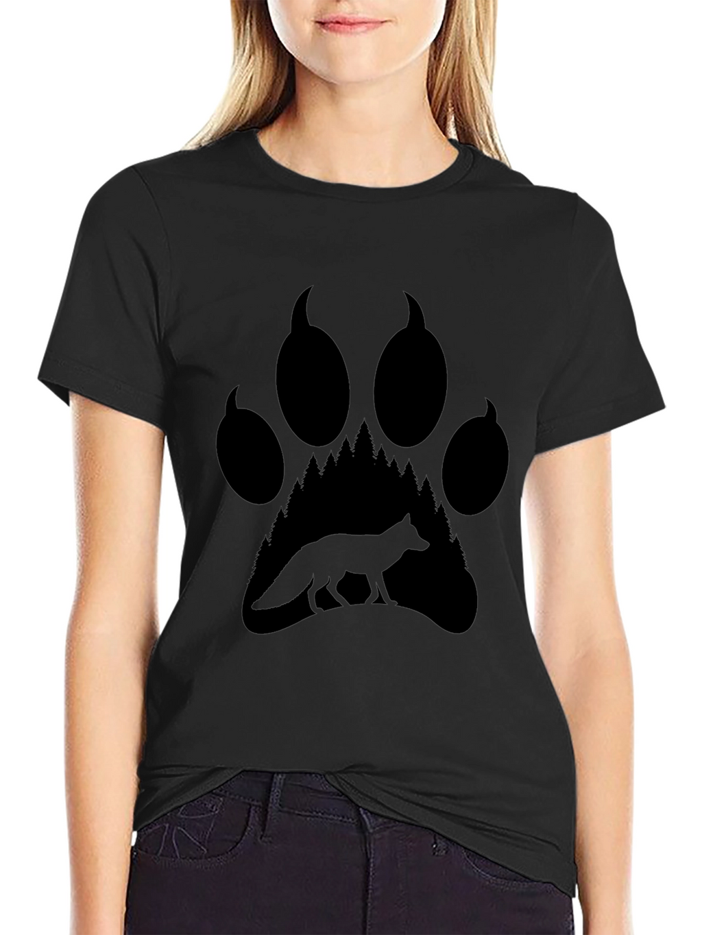 Fox Paw Print Graphic Tee - Nature Inspired T-Shirt