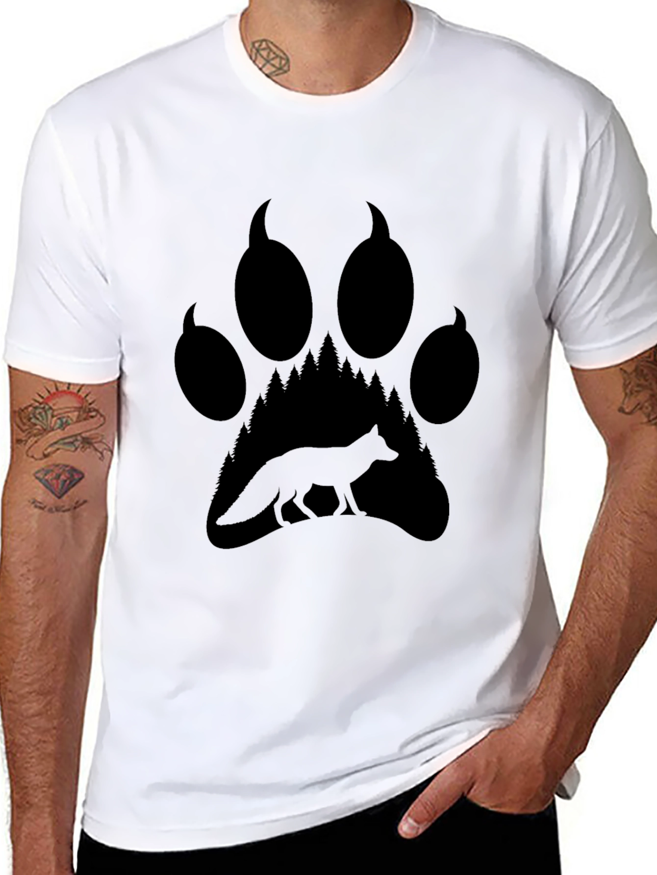 Fox Paw Print Graphic Tee - Nature Inspired T-Shirt