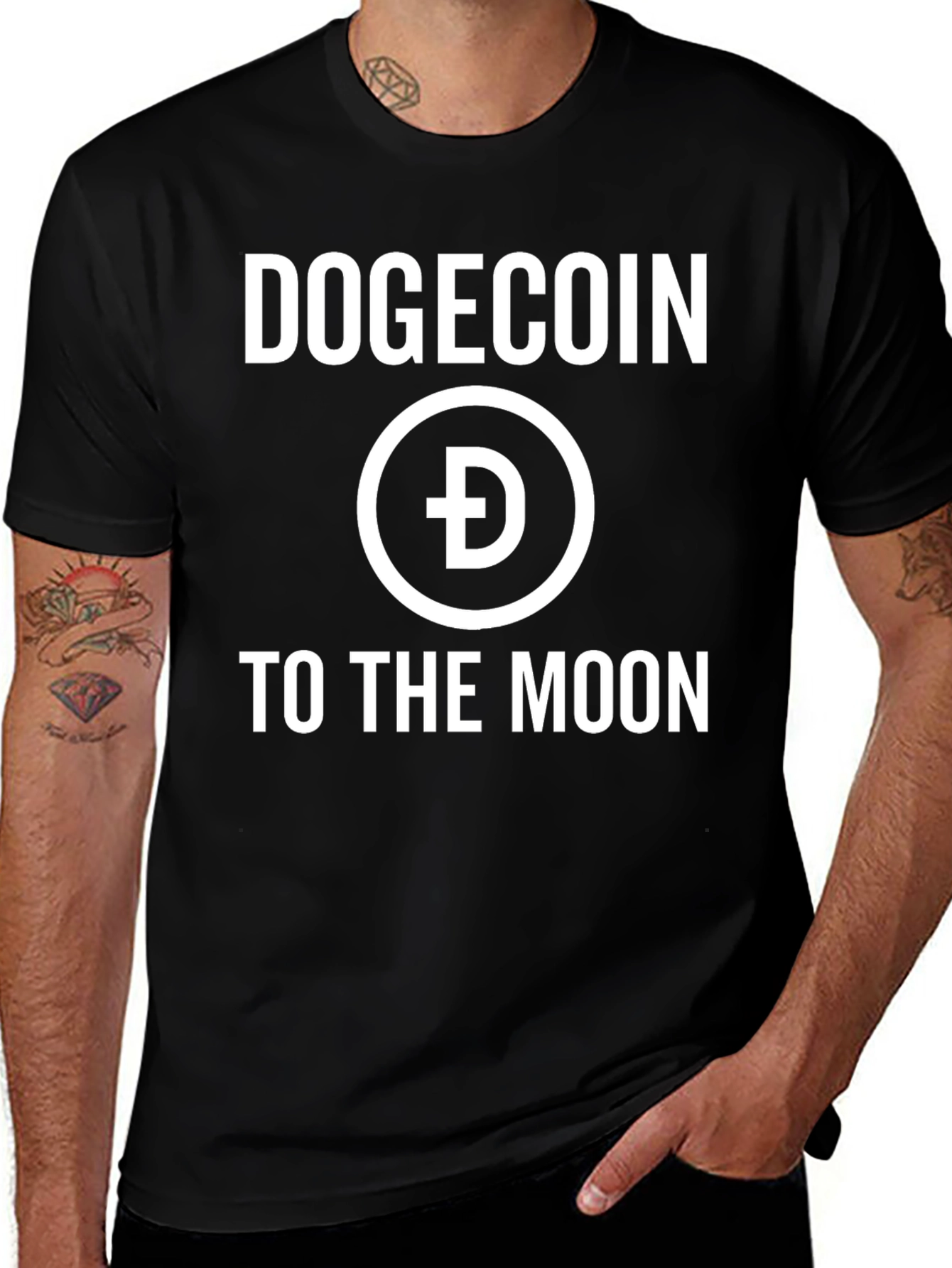 Dogecoin to the Moon Black Graphic Tee