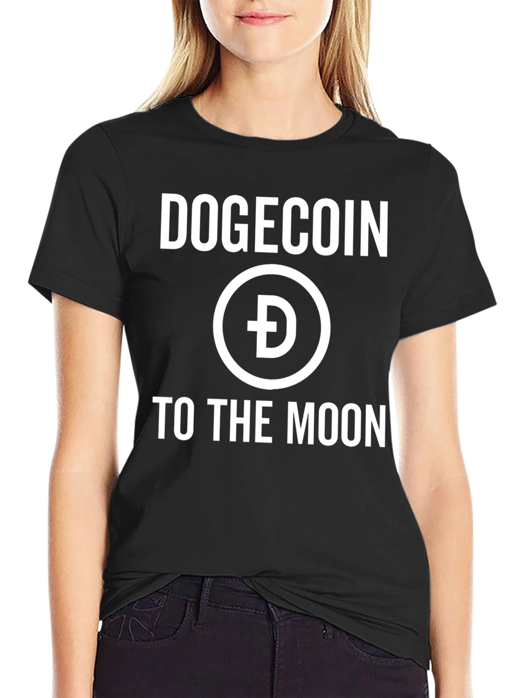 Dogecoin to the Moon Black Graphic Tee
