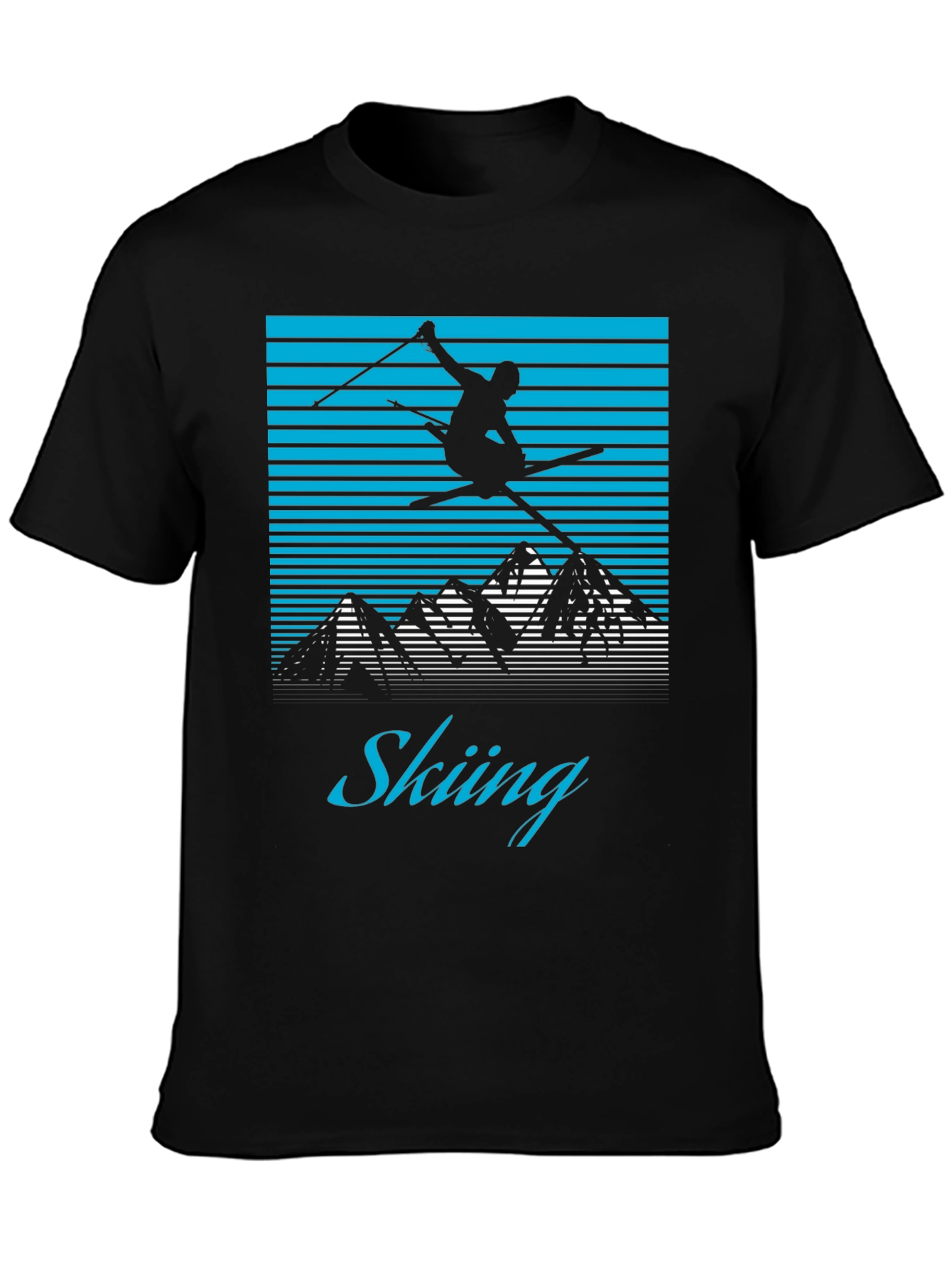 Retro Skiing T-Shirt - Mountain Design