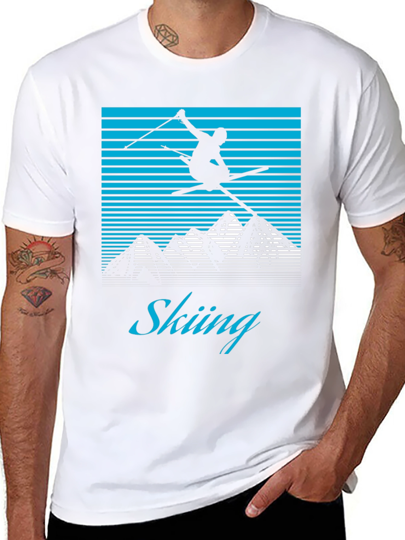 Retro Skiing T-Shirt - Mountain Design