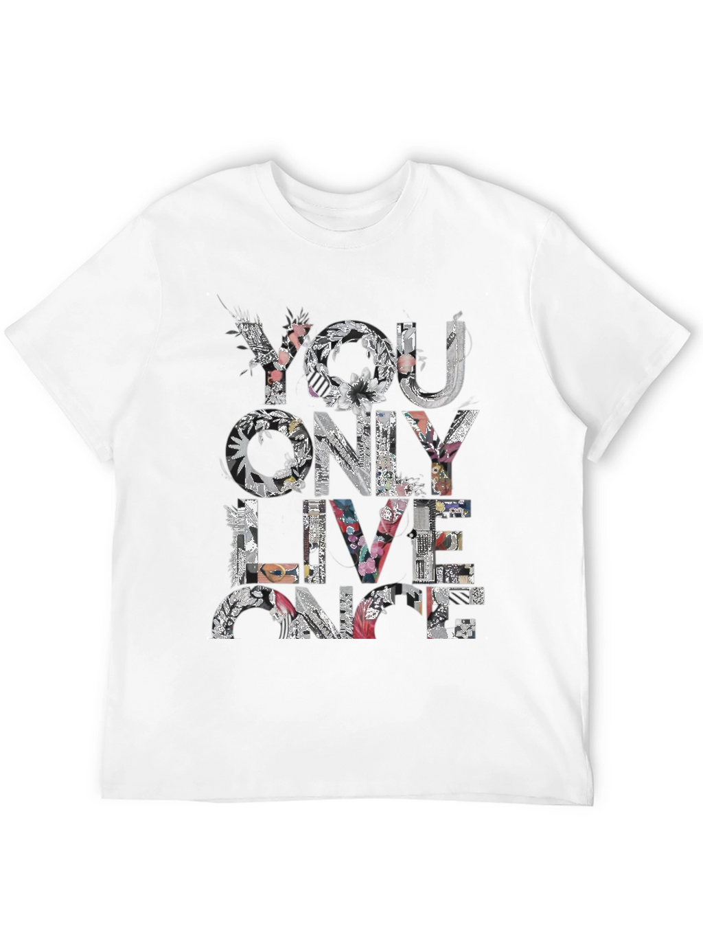 Floral You Only Live Once Black T-Shirt