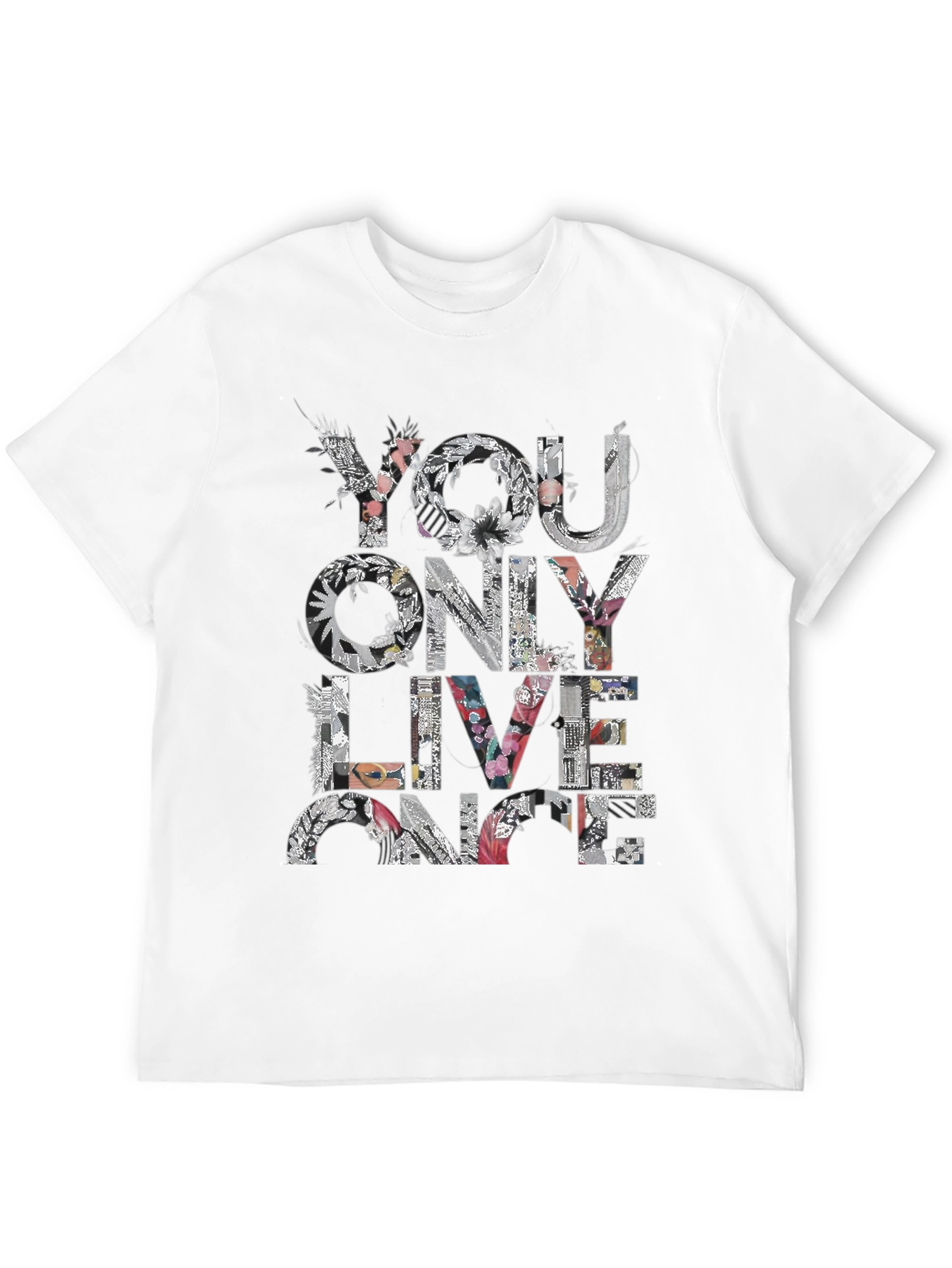 Floral You Only Live Once Black T-Shirt