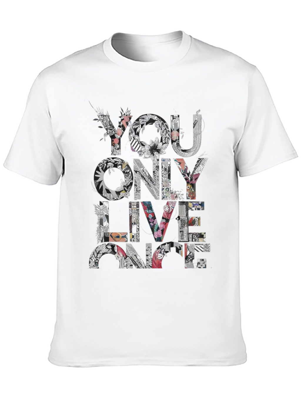 Floral You Only Live Once Black T-Shirt