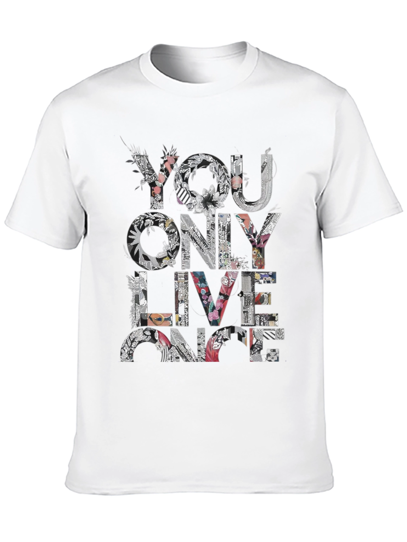 Floral You Only Live Once Black T-Shirt