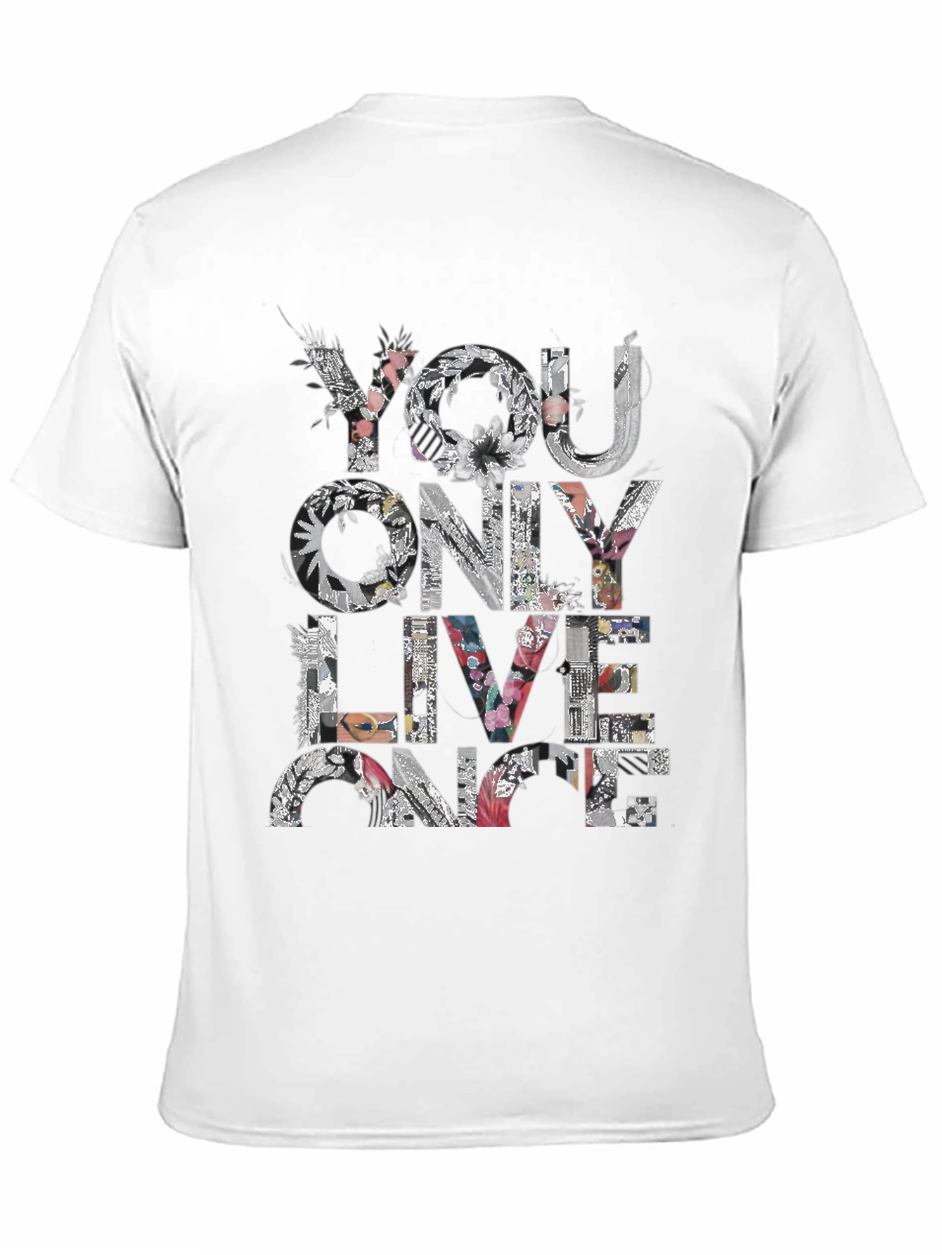 Floral You Only Live Once Black T-Shirt