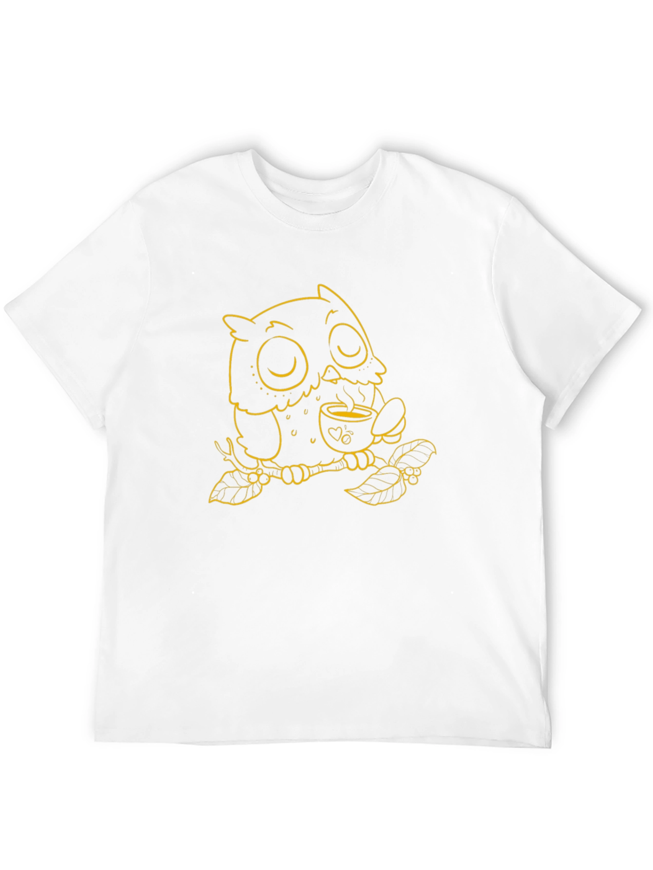Owl with Coffee T-Shirt - Black