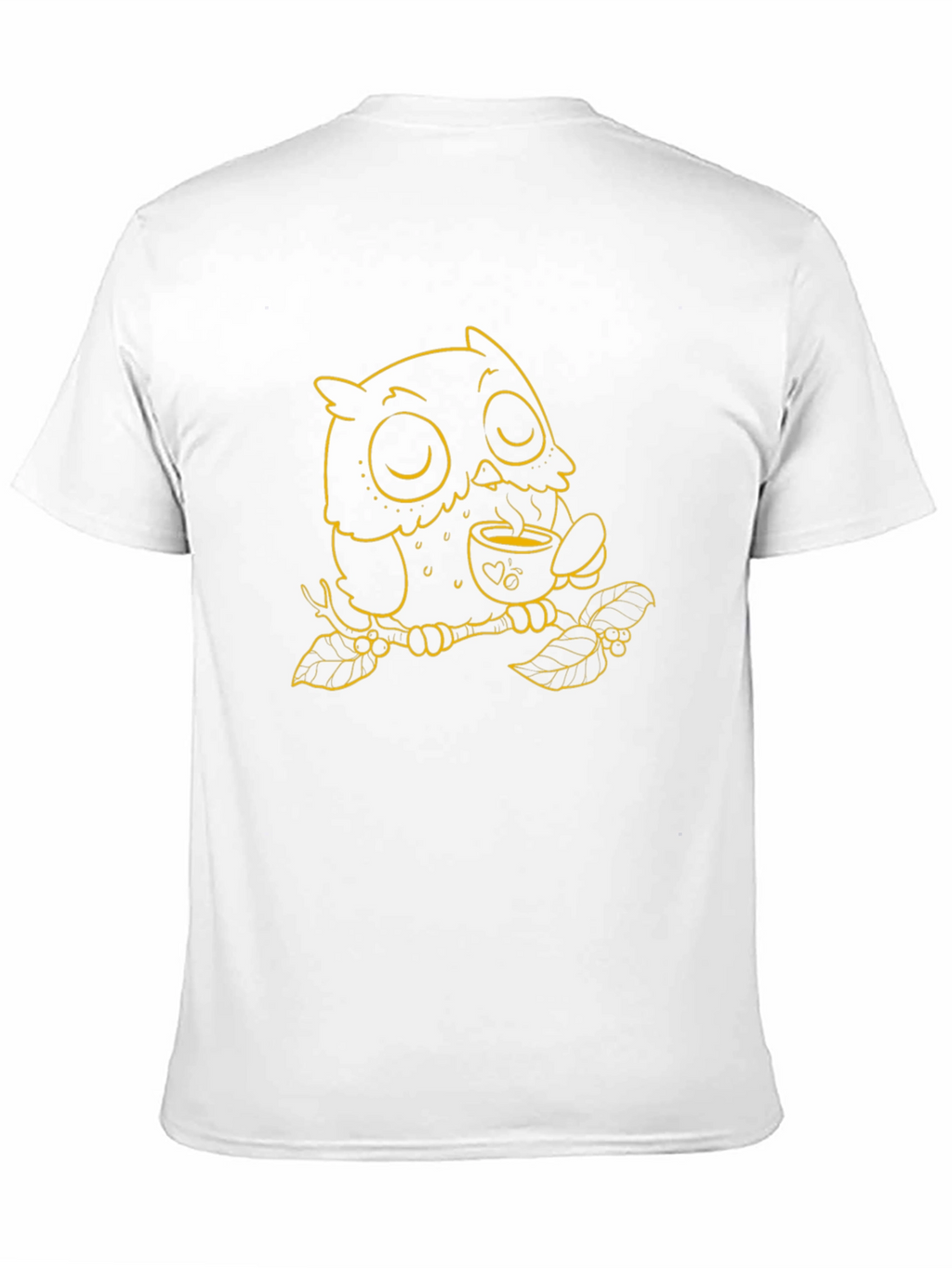 Owl with Coffee T-Shirt - Black