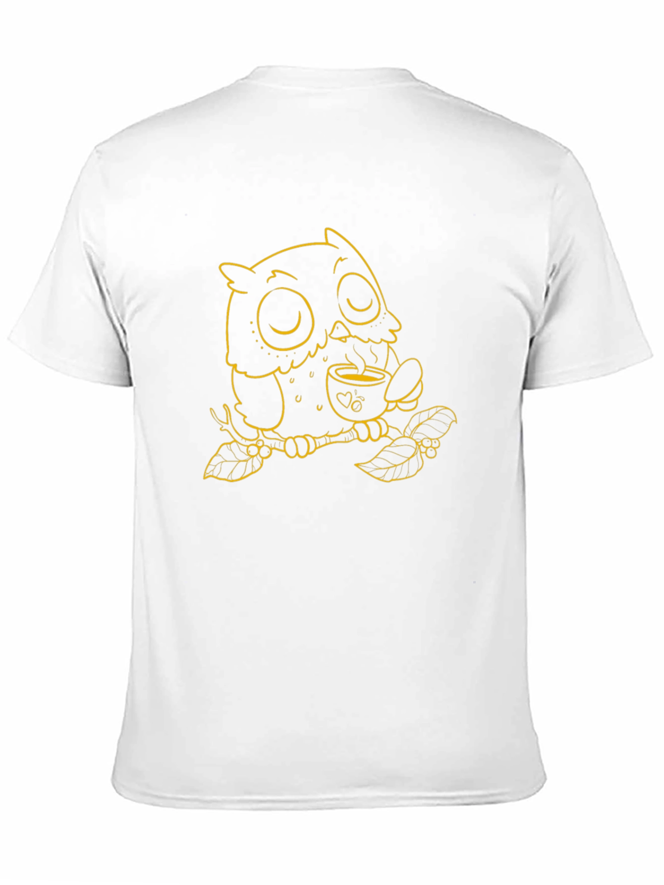 Owl with Coffee T-Shirt - Black