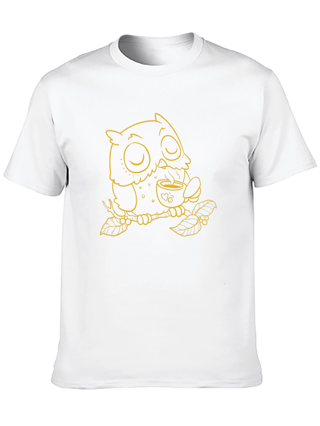 Owl with Coffee T-Shirt - Black