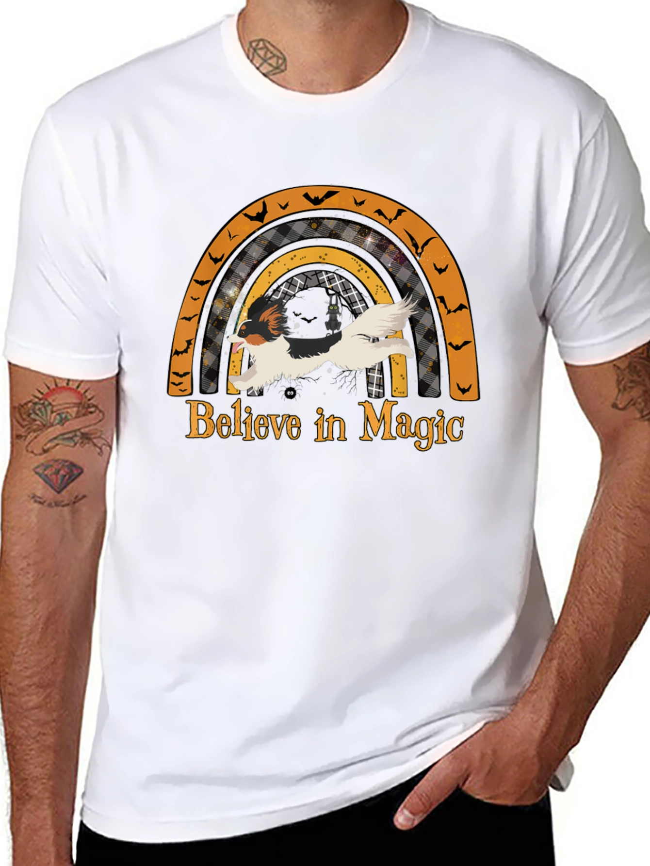 Halloween Dog Rainbow T-Shirt - Believe in Magic Tee