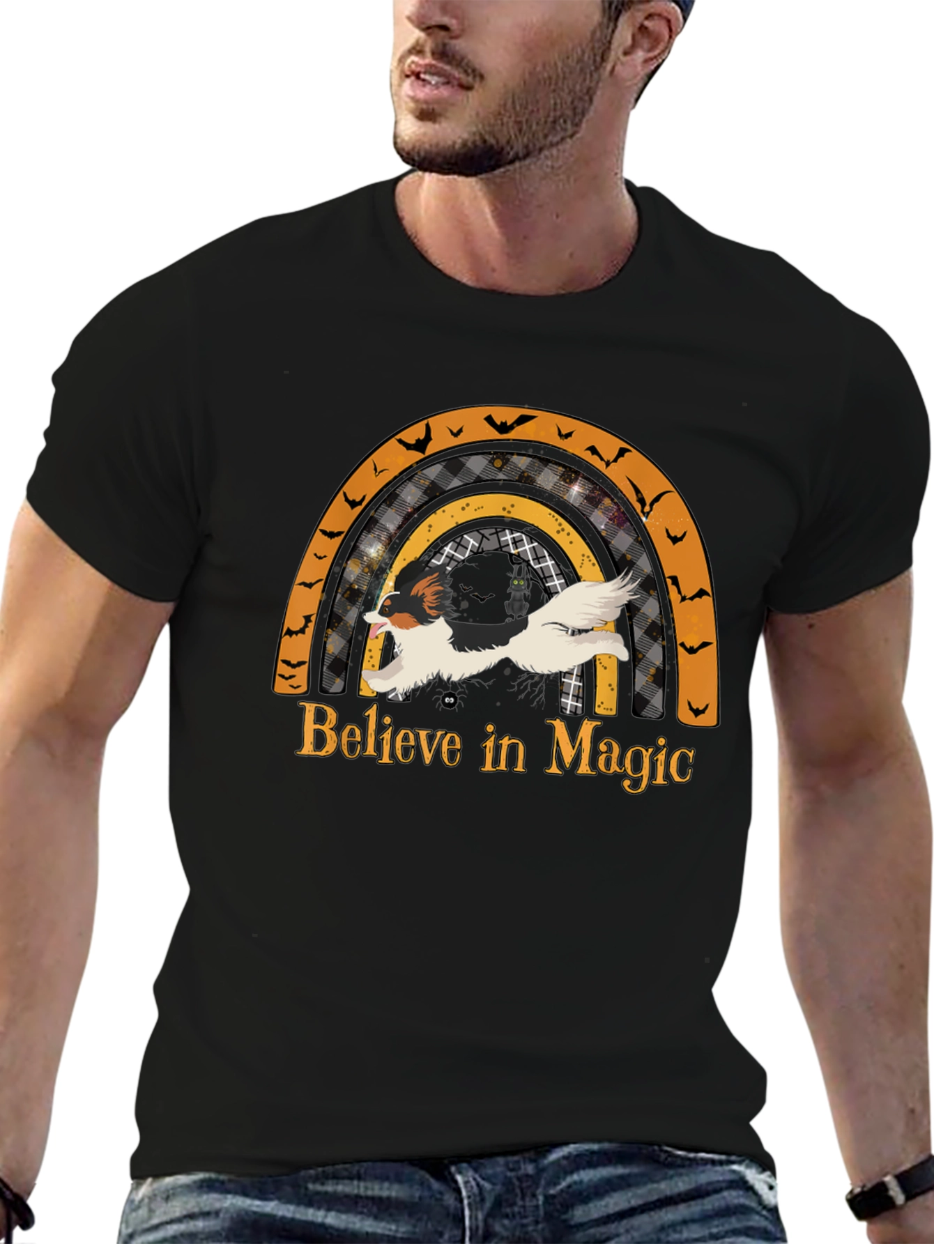 Halloween Dog Rainbow T-Shirt - Believe in Magic Tee