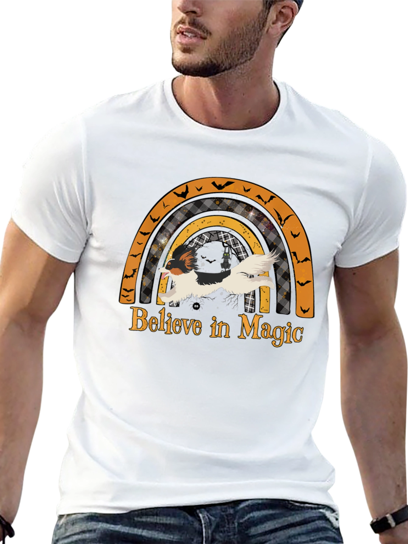 Halloween Dog Rainbow T-Shirt - Believe in Magic Tee