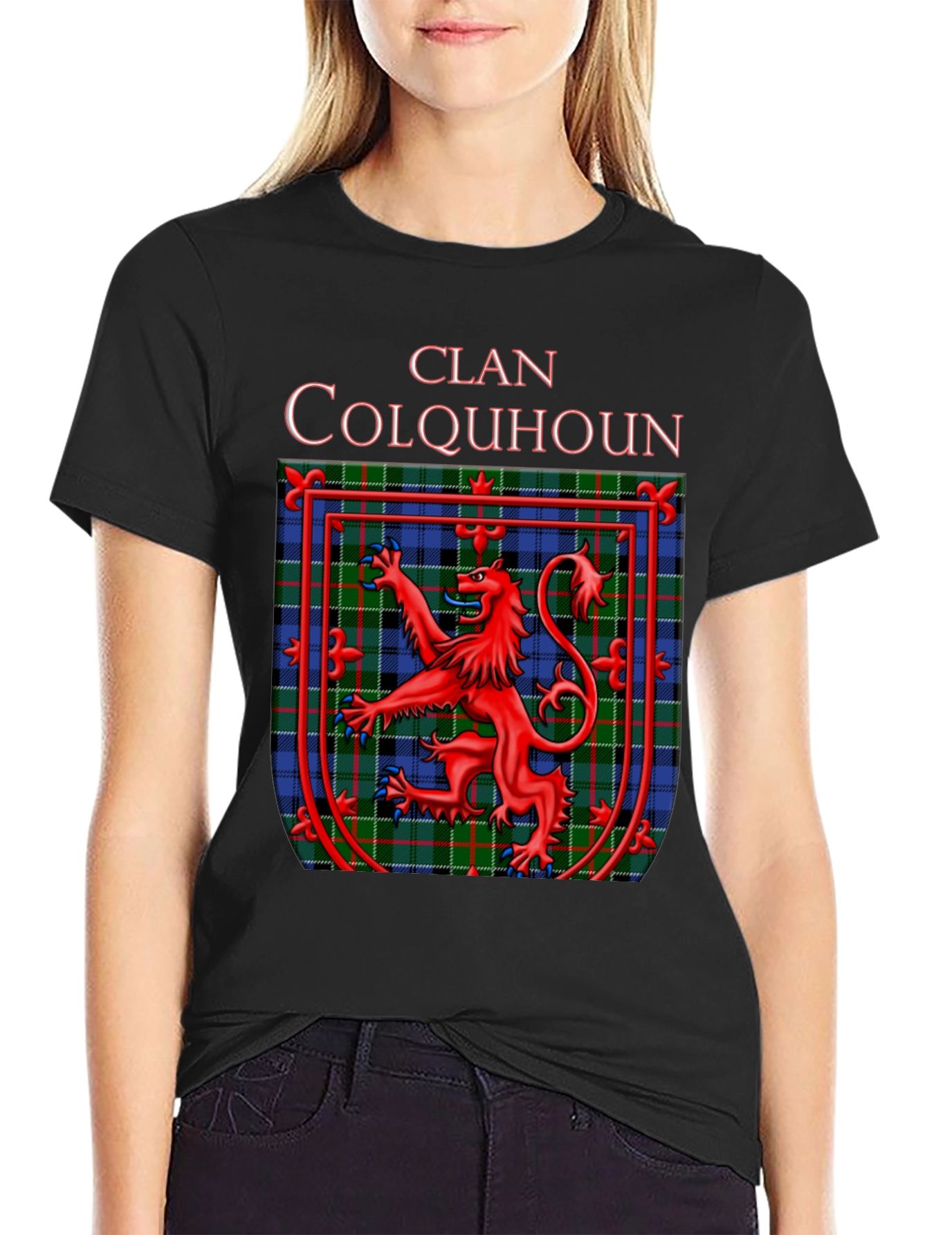 Clan Colquhoun Scottish Tartan Lion T-Shirt