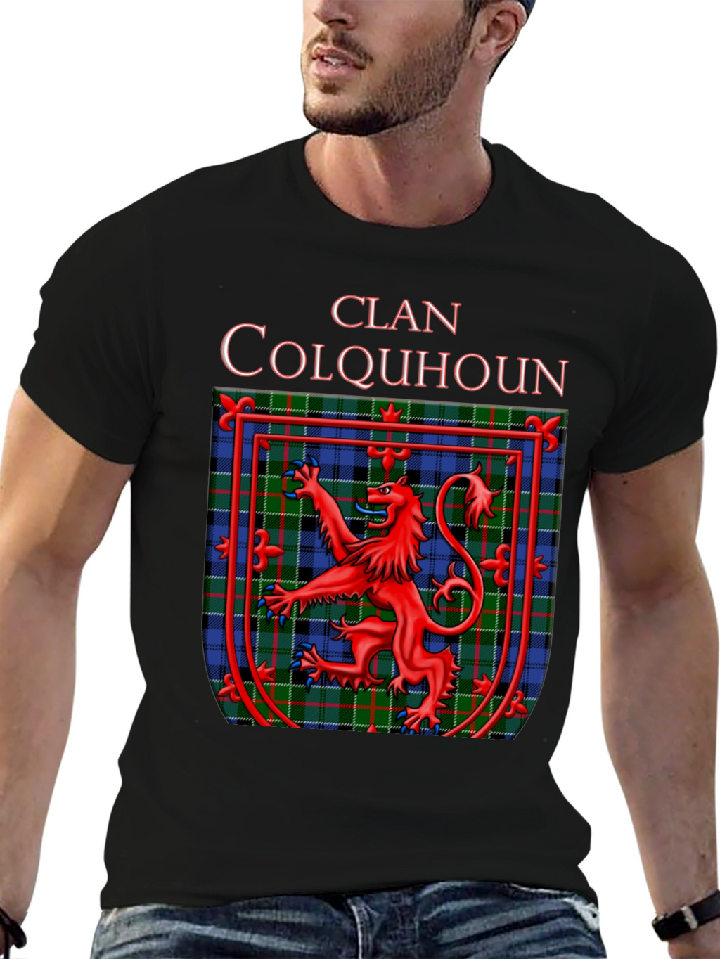 Clan Colquhoun Scottish Tartan Lion T-Shirt