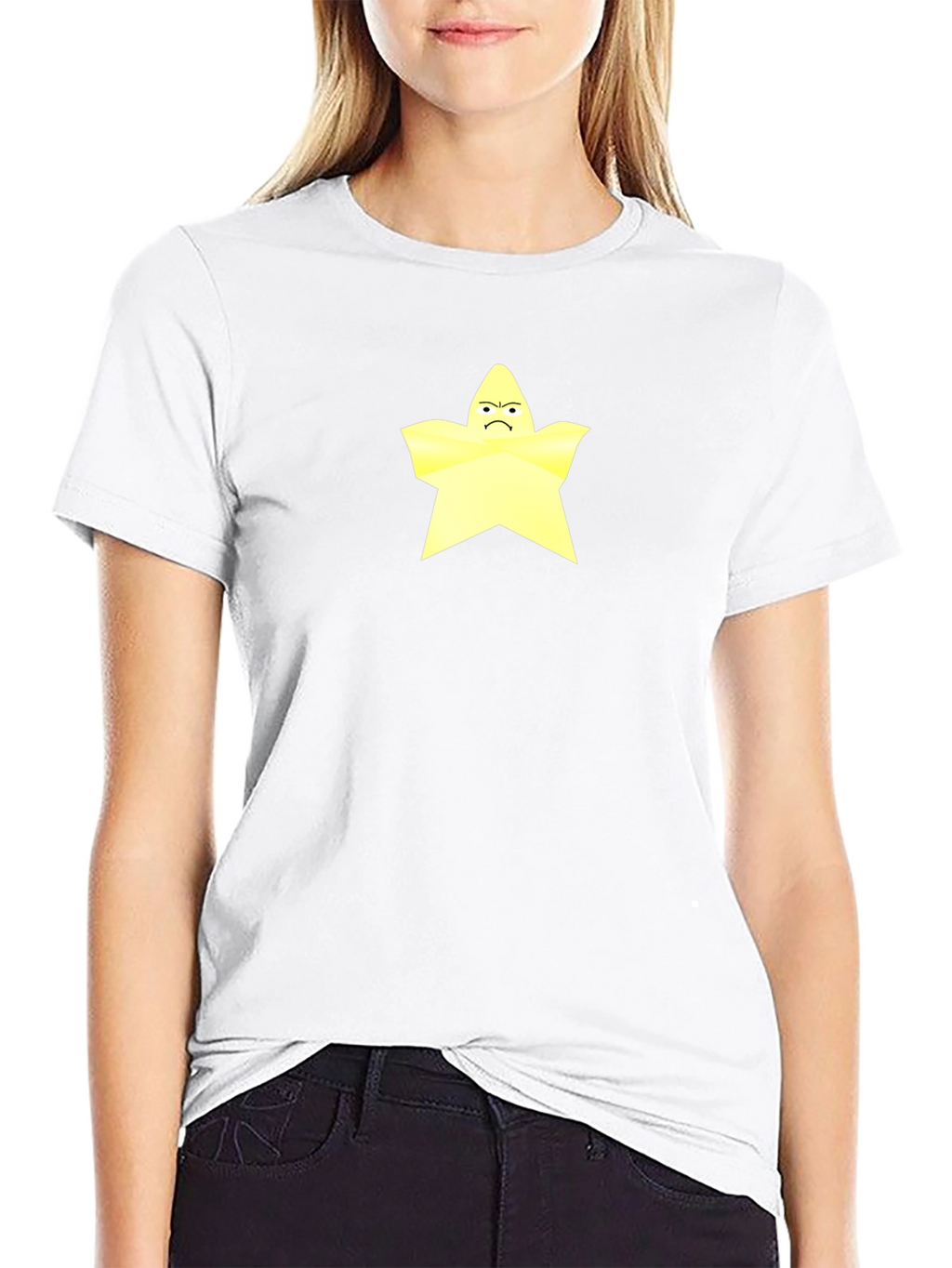Grumpy Star Graphic Tee - Black Cotton T-Shirt