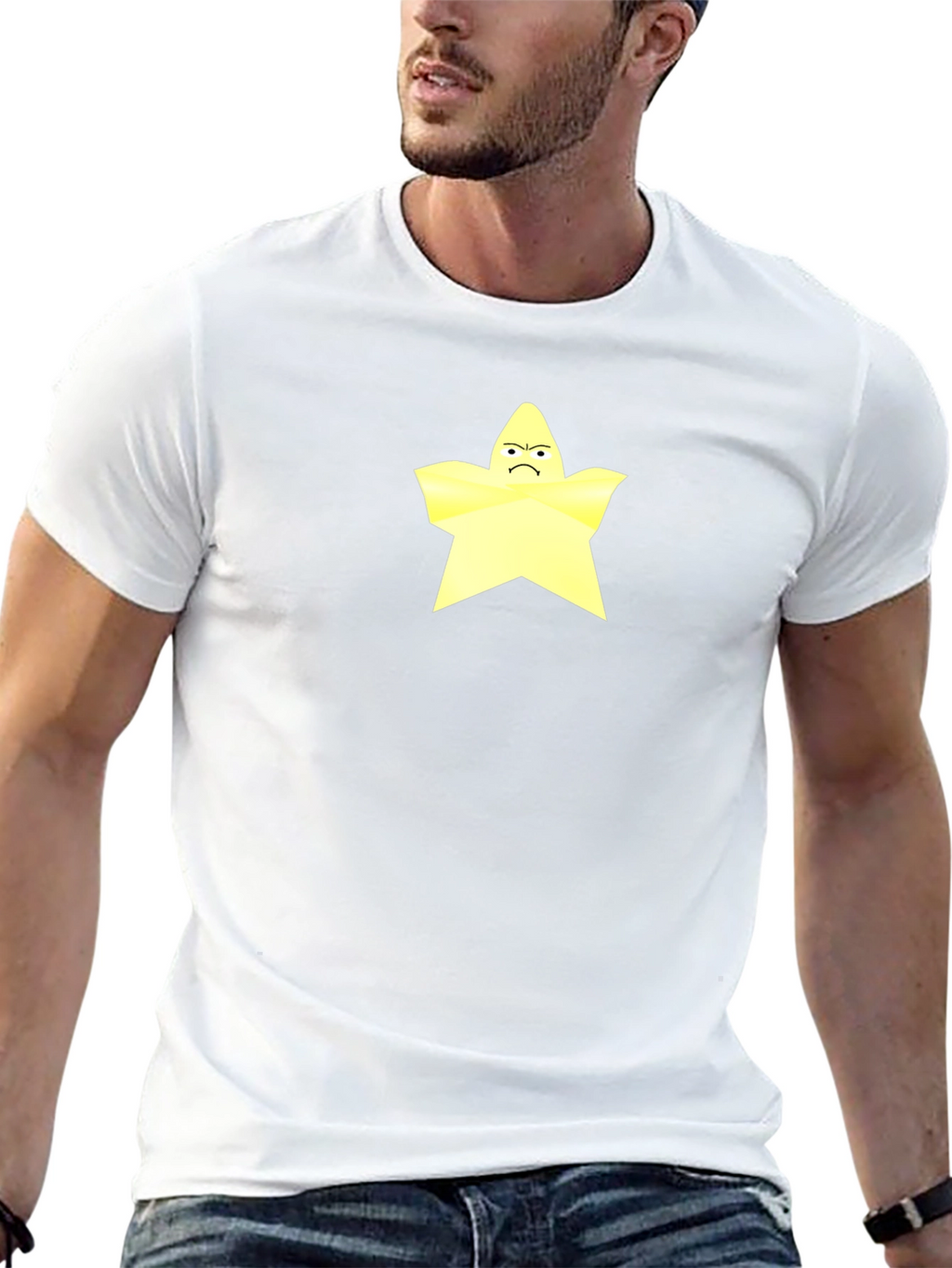 Grumpy Star Graphic Tee - Black Cotton T-Shirt