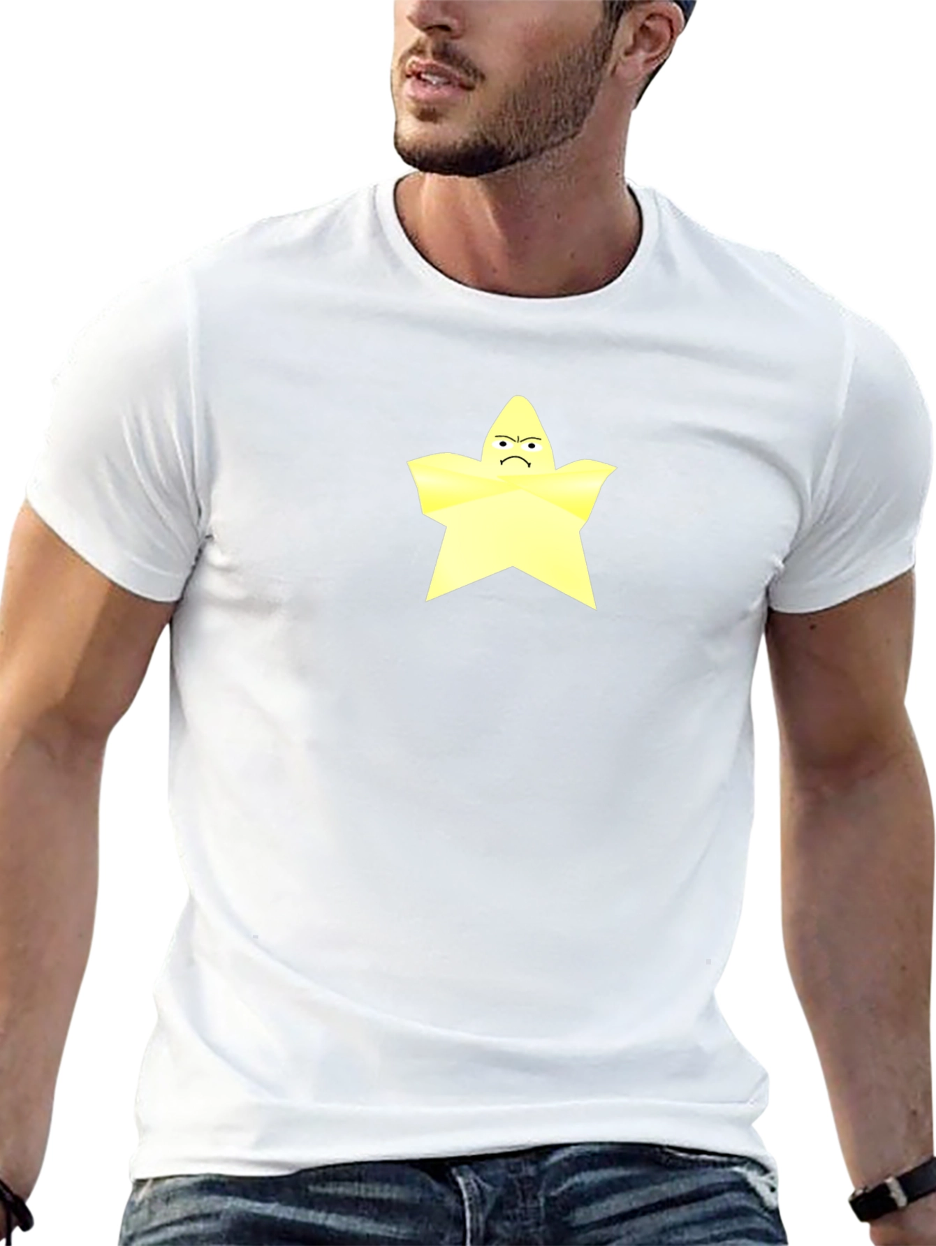Grumpy Star Graphic Tee - Black Cotton T-Shirt