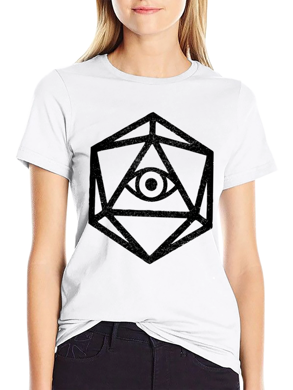 Geometric Eye Graphic Tee - Black