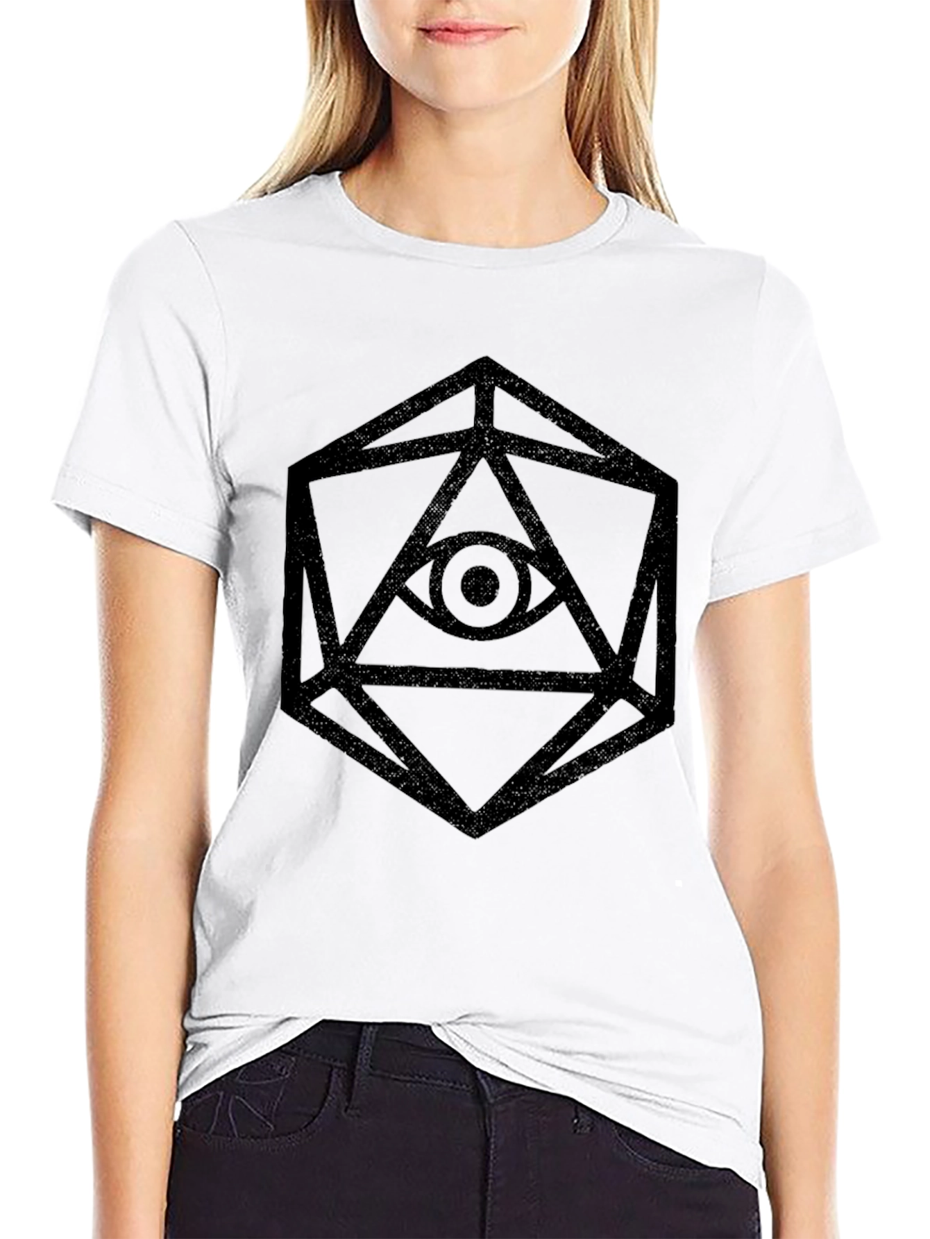 Geometric Eye Graphic Tee - Black