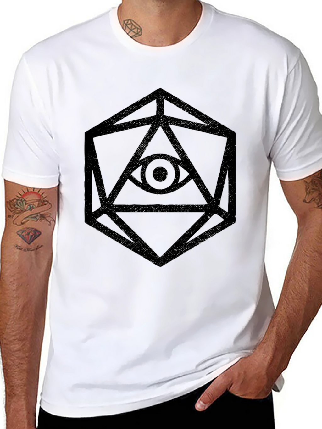 Geometric Eye Graphic Tee - Black
