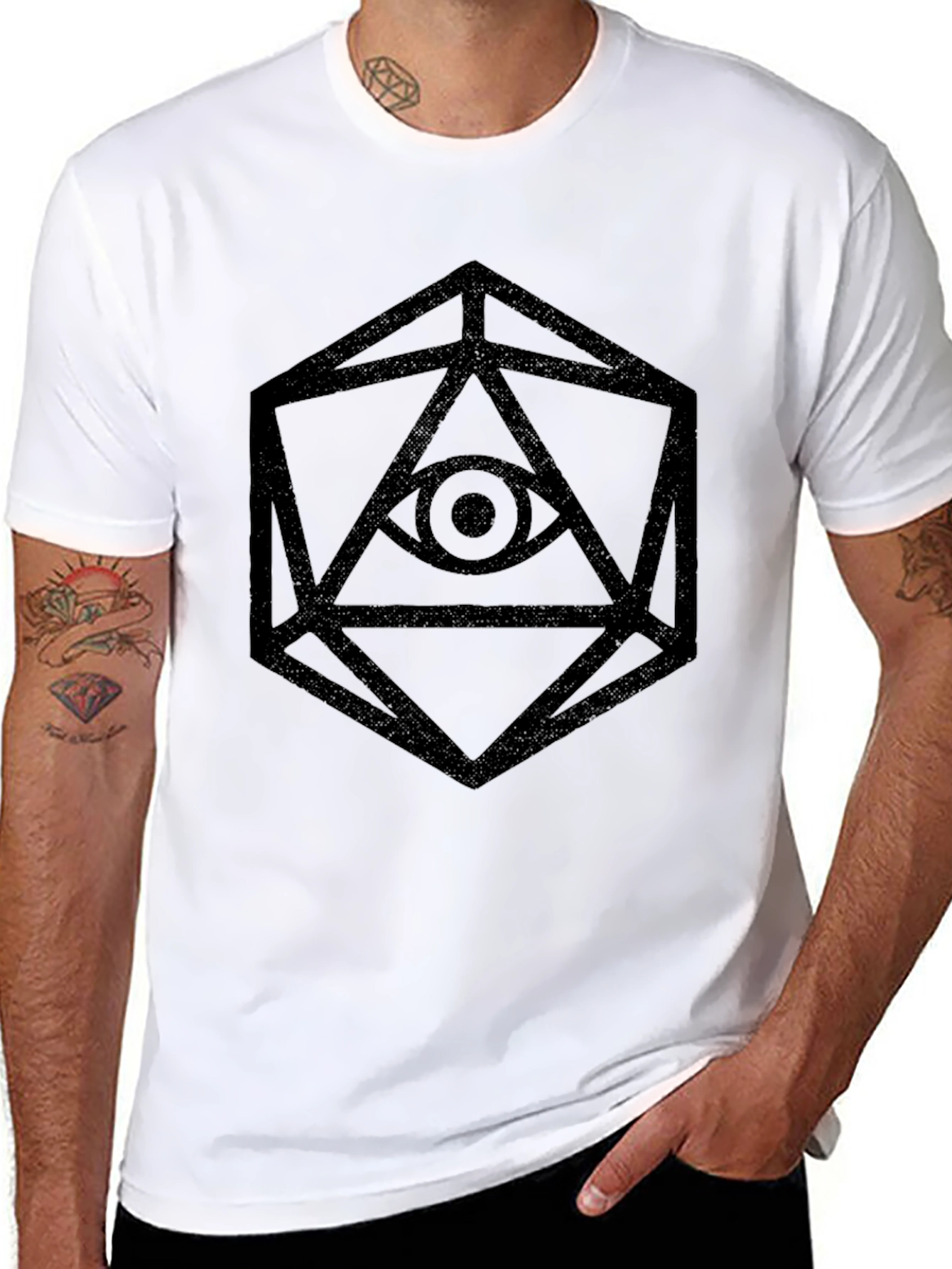 Geometric Eye Graphic Tee - Black
