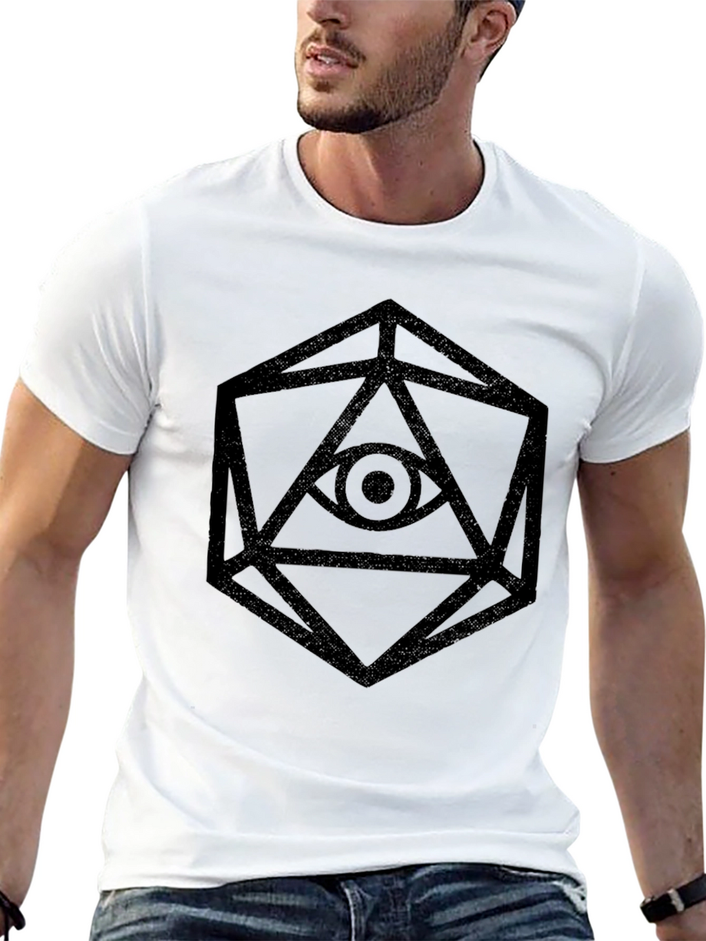 Geometric Eye Graphic Tee - Black