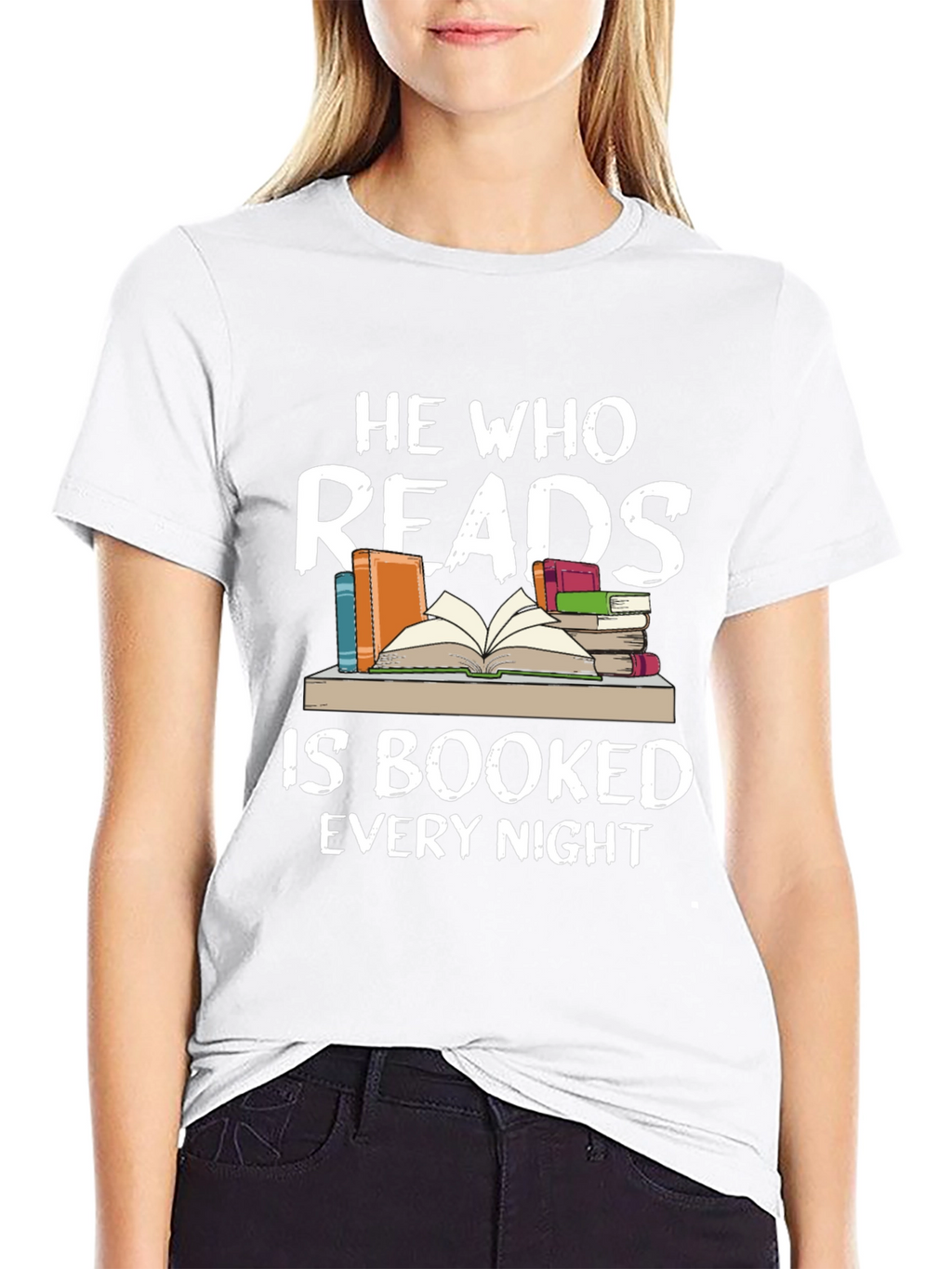 He Who Reads Is Booked Every Night Black T-Shirt