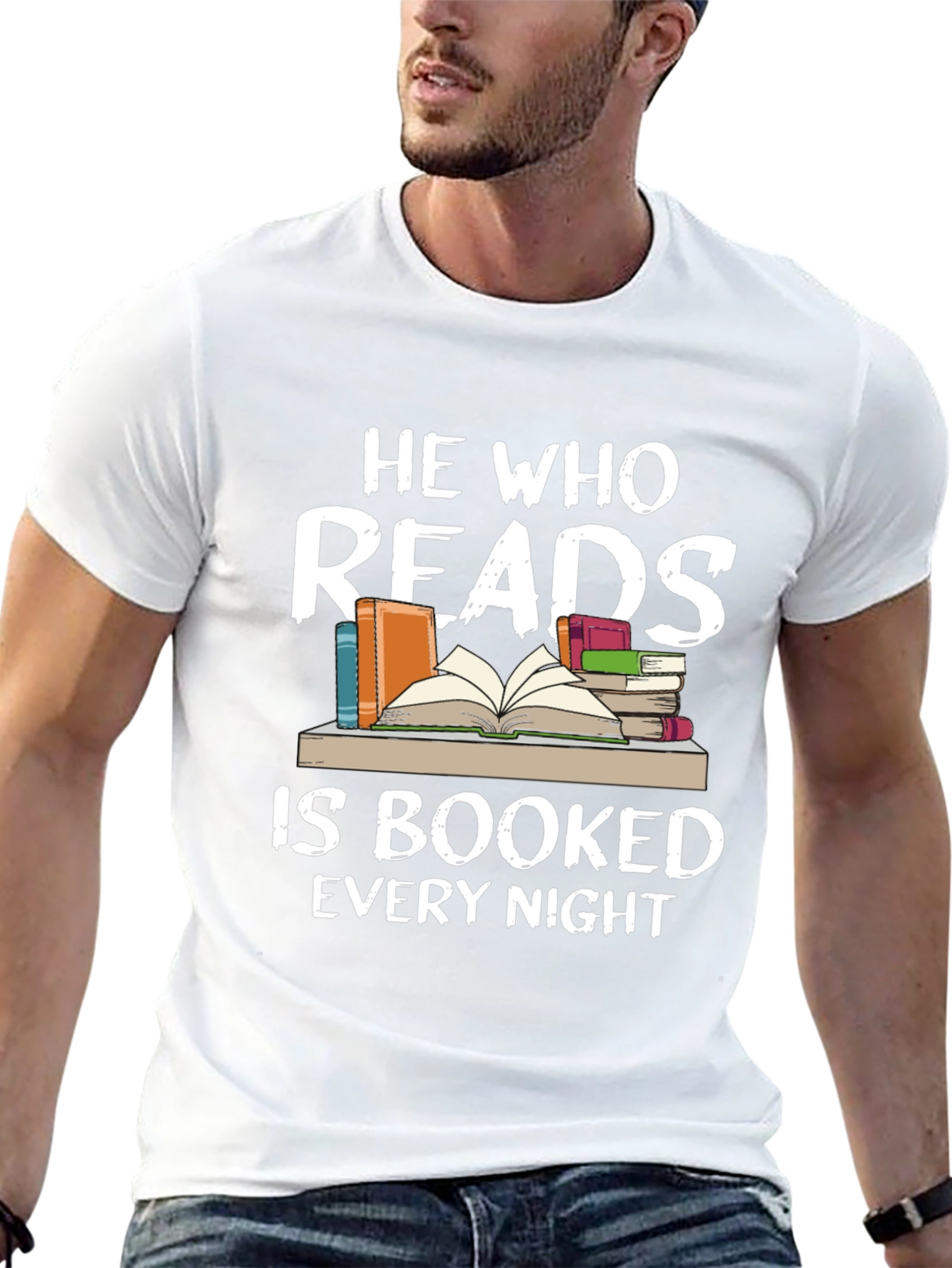 He Who Reads Is Booked Every Night Black T-Shirt
