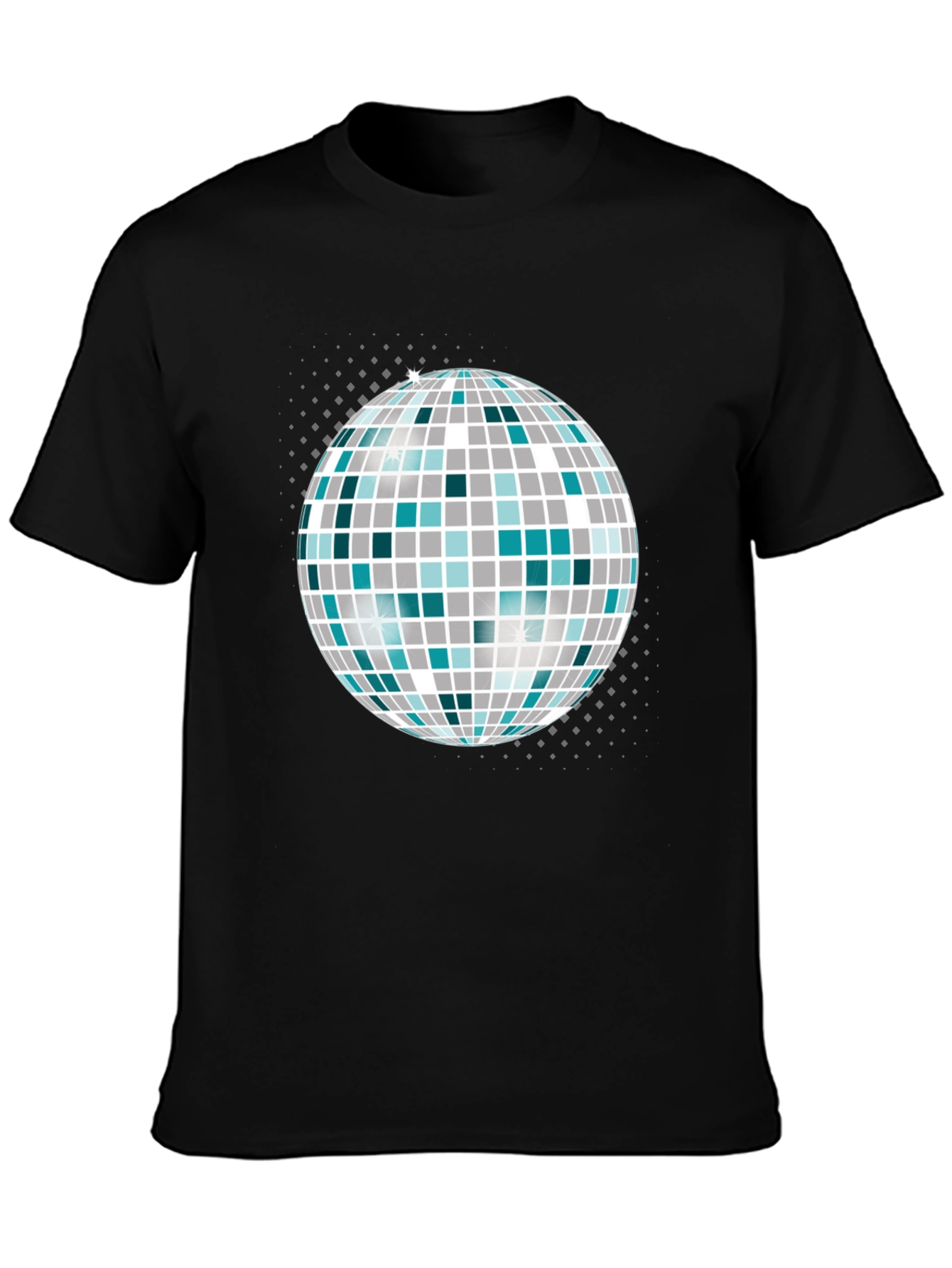 Disco Ball Graphic Tee - Black Cotton T-Shirt