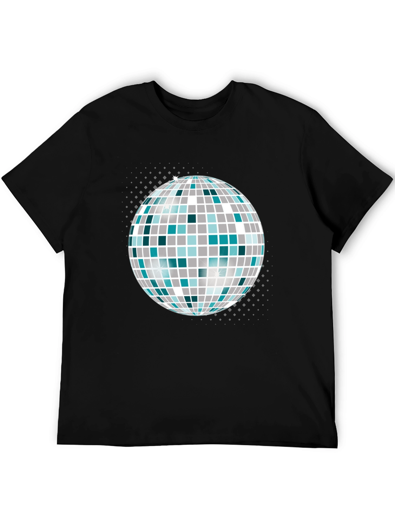 Disco Ball Graphic Tee - Black Cotton T-Shirt