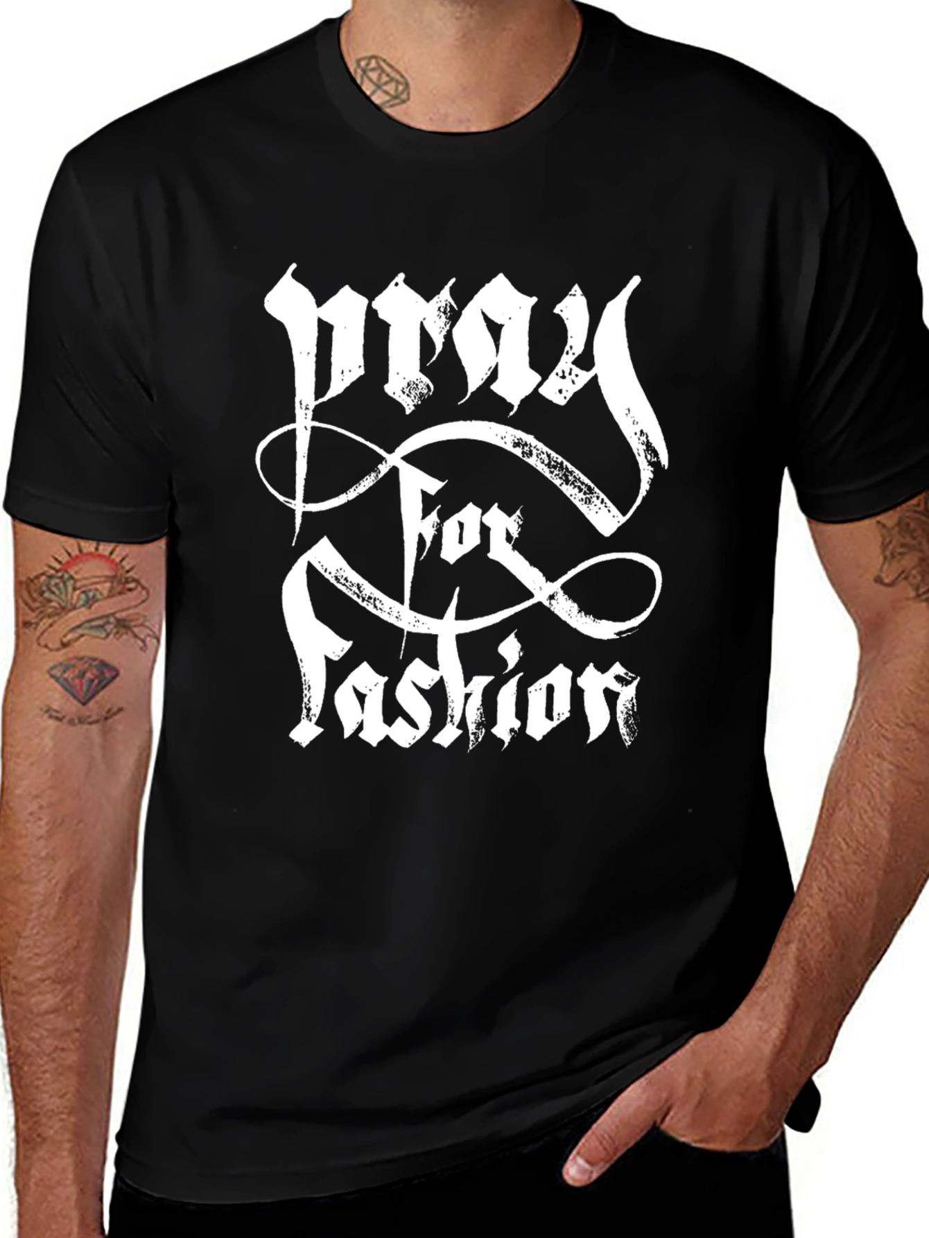 Pray for Fashion Black Graphic Tee
