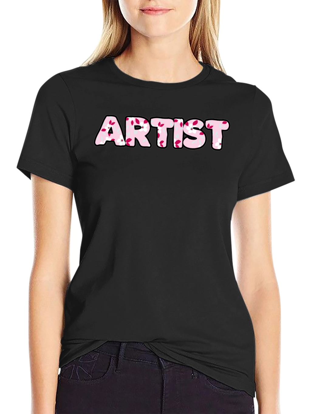 Artist Floral Print Black Tee