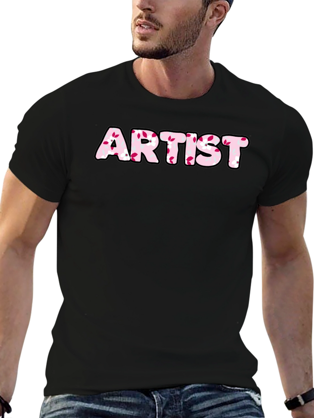 Artist Floral Print Black Tee