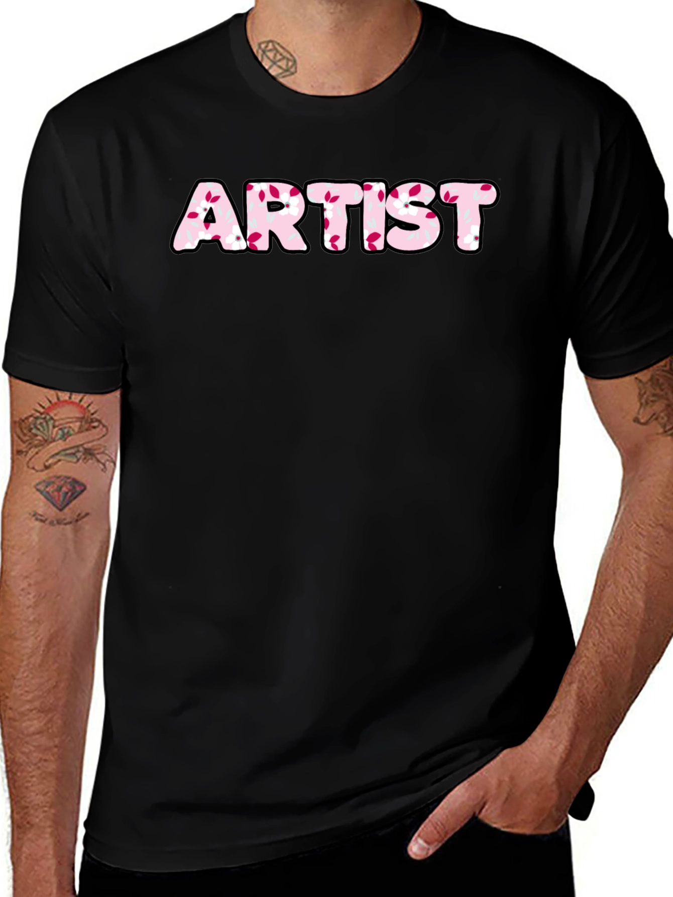 Artist Floral Print Black Tee